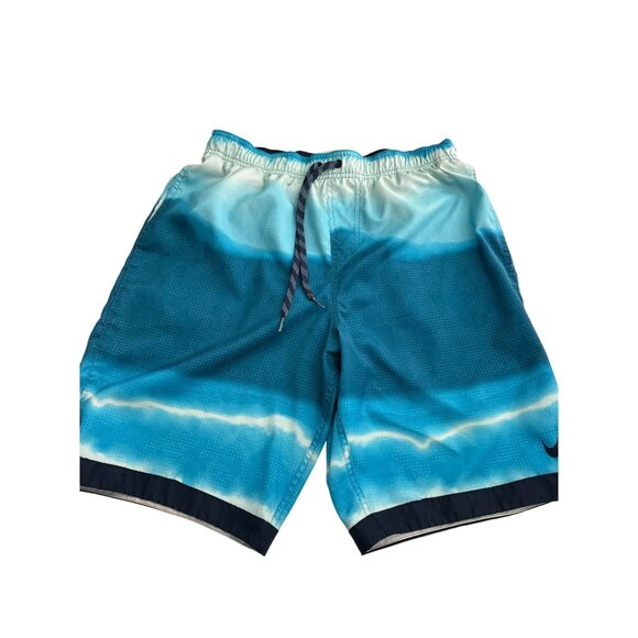 Nike Mens Blue Gradient Swim Trunks Medium Mesh Lining Polyester Elastic Waist - Picture 7 of 11